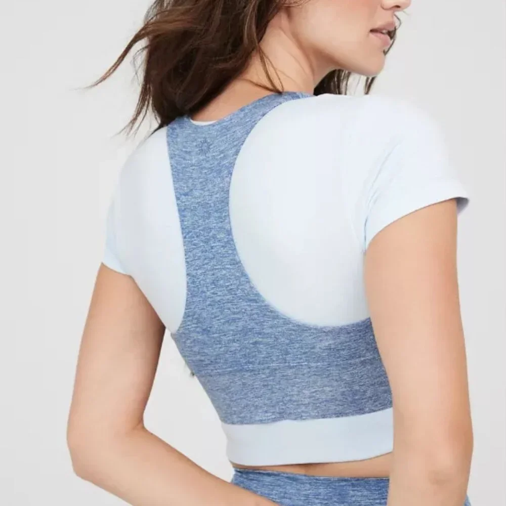 OFFLINE by Aerie The Hugger Racerback Sports Bra Marbled Blue XL